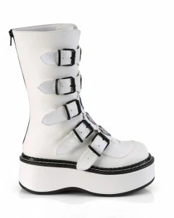 Pleasers Demonia Emily White Heart-Buckle Boots 19 Pleasers Demonia Emily White Heart-Buckle Boots -ravewonder shop EMILY 330 WVL13