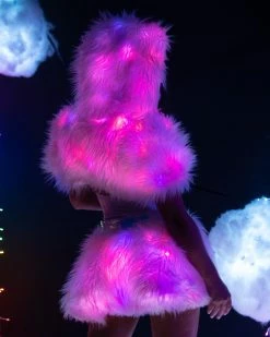 J. Valentine Confetti LED White Fur Belted Skirt -ravewonder shop FR150 FR151 CNF BACK 2