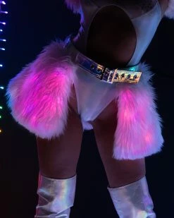 J. Valentine Confetti LED White Fur Belted Skirt -ravewonder shop FR150 FR151 CNF FRONT 1 2