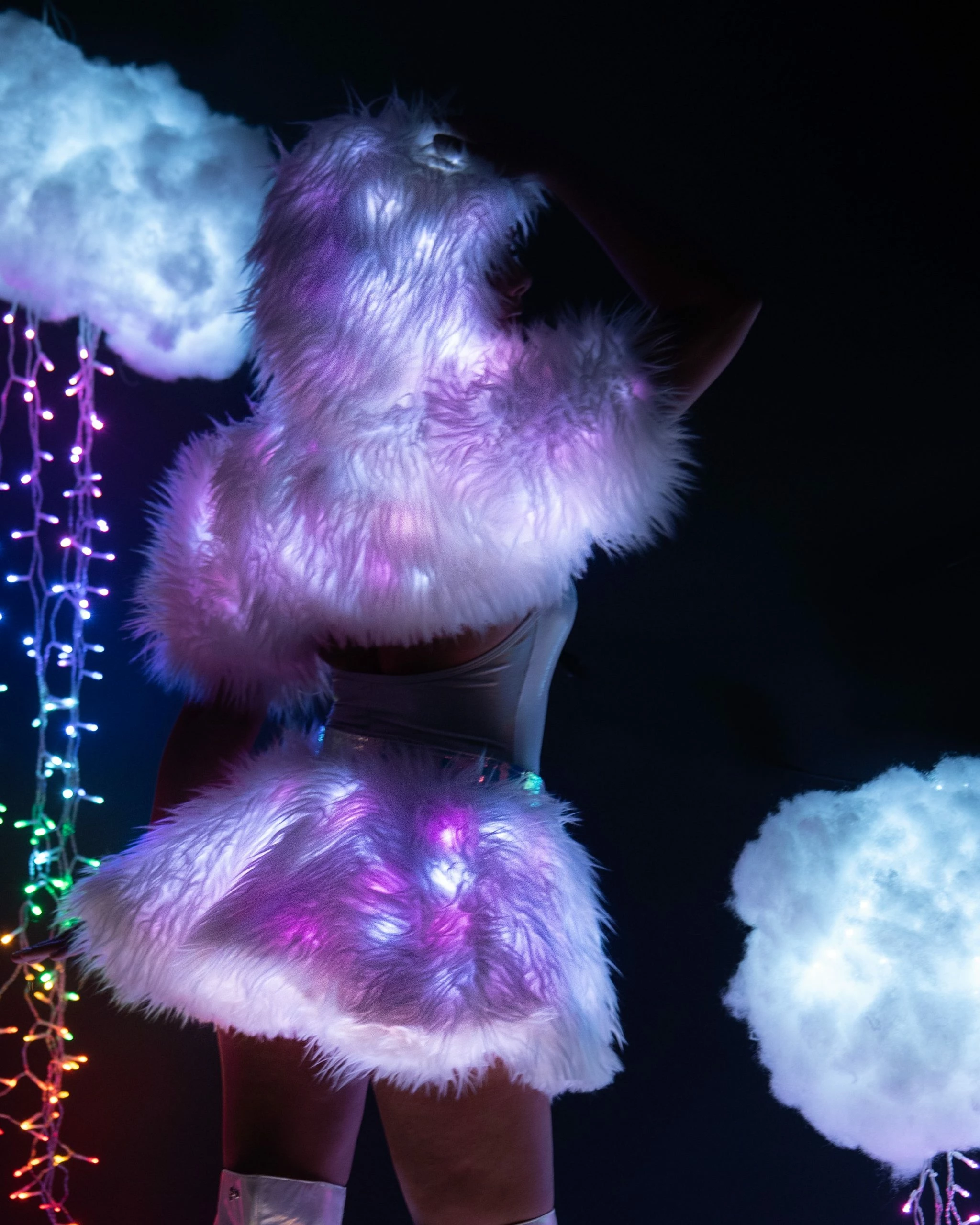 J. Valentine White/Pink LED White Fur Belted Skirt 8 J. Valentine White/Pink LED White Fur Belted Skirt - Image 6