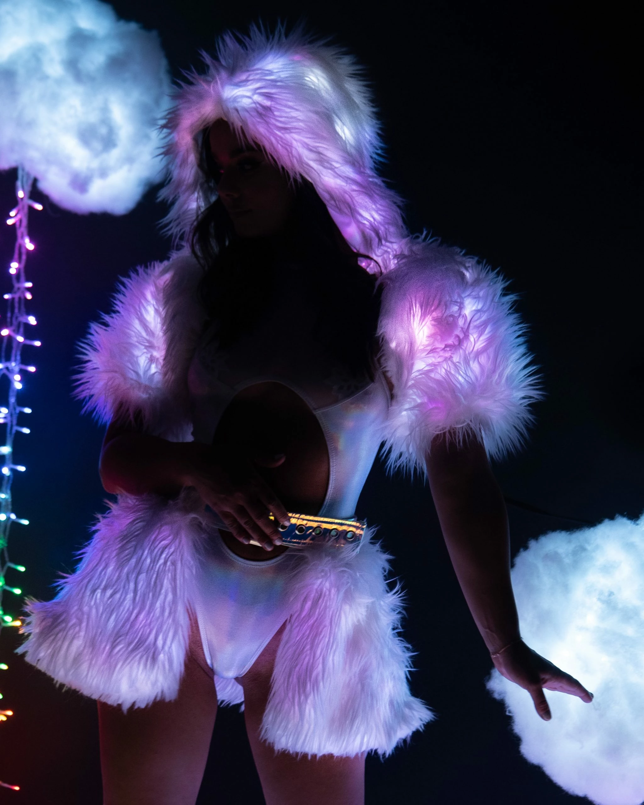 J. Valentine White/Pink LED White Fur Belted Skirt 9 J. Valentine White/Pink LED White Fur Belted Skirt - Image 7