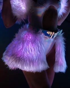 J. Valentine White/Pink LED White Fur Belted Skirt 11 J. Valentine White/Pink LED White Fur Belted Skirt -ravewonder shop FR150 FR151 WPK FRONT 2