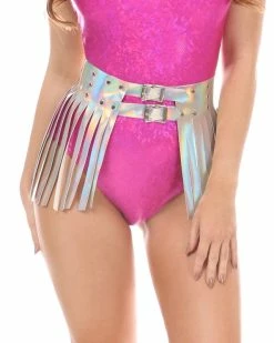 Daisy's Corsets Sonic Fantasy Holographic Silver Fringe Skirt -ravewonder shop HAR 106c
