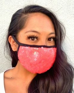 Elizabeth Coral Sequin Face Mask