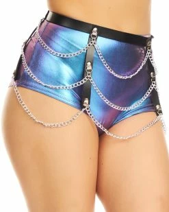 AE Drippin' In Chains Faux Leather Chain Skirt 9 AE Drippin' In Chains Faux Leather Chain Skirt -ravewonder shop K005 FRONT