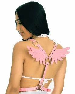AE Heaven Sent Faux Leather Wings Harness -ravewonder shop K020 PNK
