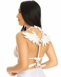 AE Heaven Sent Faux Leather Wings Harness -ravewonder shop K020 WHT