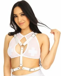 AE Heaven Sent Faux Leather Wings Harness -ravewonder shop K020 WHT FRONT