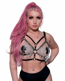 AE Eat Yr Heart Out Chain Fringe Harness -ravewonder shop K027 BLKFRONT clipped rev 2