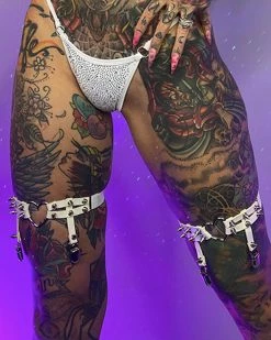 AE 2pc Heart Spiked Faux Leather Leg Garters 11 AE 2pc Heart Spiked Faux Leather Leg Garters -ravewonder shop L1