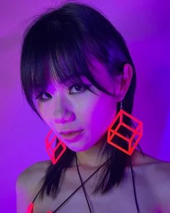 ravewonder shop 54 AE Cubed In Neon PVC Earrings