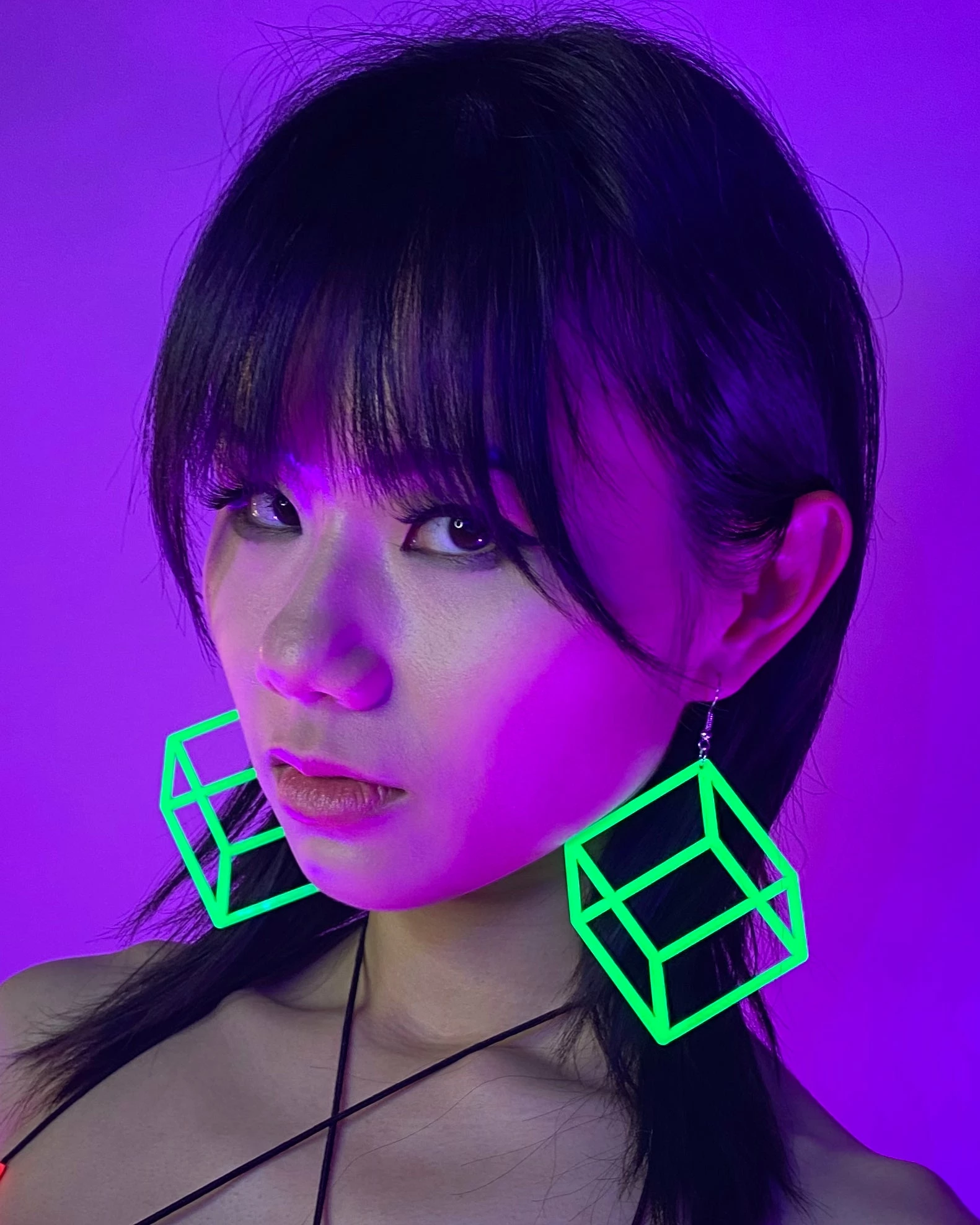 AE Cubed In Neon PVC Earrings 2 AE Cubed In Neon PVC Earrings - Image 2