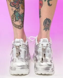 Anthony Wang White Cyber Grunge Wedge Sneakers -ravewonder shop RW 011123 33
