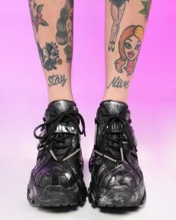 Anthony Wang Black Cyber Grunge Wedge Sneakers -ravewonder shop RW 011123 71