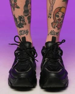 Berness Shoes Black Steppin' Out Sneakers -ravewonder shop RW 071422 221