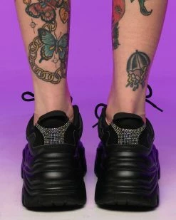 Berness Shoes Black Steppin' Out Sneakers -ravewonder shop RW 071422 226