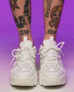 Berness Shoes White Steppin' Out Sneakers -ravewonder shop RW 071422 229