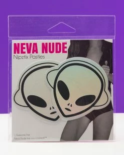 Neva Nude Holographic Silver Alien Beat Pasties
