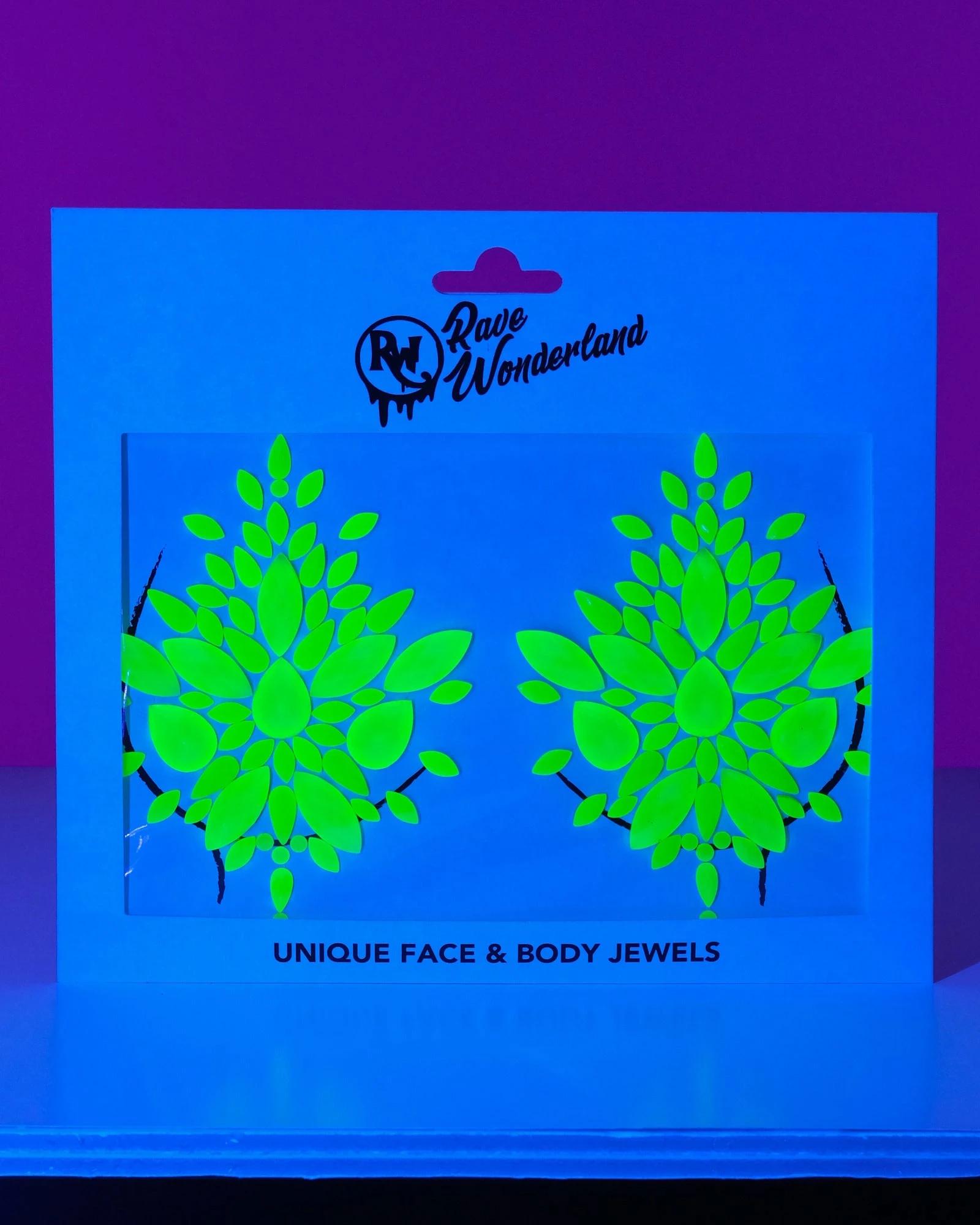 Uniflying Neon Yellow Black Light Jewel Pasties 2 Uniflying Neon Yellow Black Light Jewel Pasties - Image 2