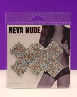 Neva Nude Silver Sequin Cross Pasties