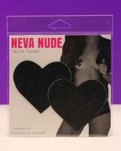 Neva Nude Black Malice Glitter Heart Pasties