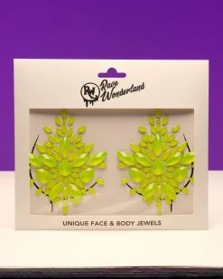 ravewonder shop 56 Uniflying Neon Yellow Black Light Jewel Pasties