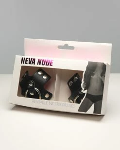 Neva Nude Pierced 'n Punked Black Reusable Vegan Leather Pasties