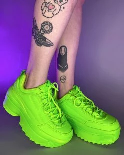 Berness Shoes Neon Green Walkin' On A Dream Sneakers -ravewonder shop S4 54f633b6 751e 4d4b add1 5604a78fc073