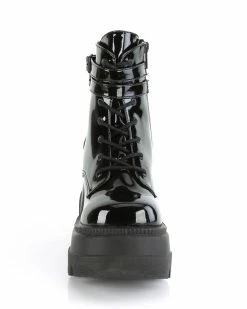 Pleasers Demonia Black Patent Stacked Platform Ankle Boots -ravewonder shop SHAKER 52 B01