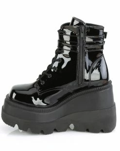Pleasers Demonia Black Patent Stacked Platform Ankle Boots -ravewonder shop SHAKER 52 B05