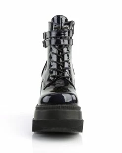 Pleasers Demonia Holographic Black Stacked Platform Ankle Boots -ravewonder shop SHAKER 52 BHG01
