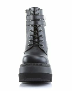 Pleasers Demonia Matte Black Stacked Platform Boots -ravewonder shop SHAKER 52 BVL01