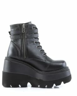 Pleasers Demonia Matte Black Stacked Platform Boots -ravewonder shop SHAKER 52 BVL13
