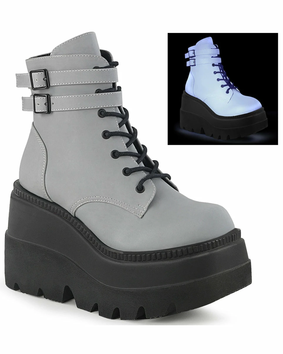 Pleasers Demonia Flash Reflective Stacked Platform Boots 4 Pleasers Demonia Flash Reflective Stacked Platform Boots - Image 2