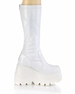 Pleasers Demonia Shaker White Holo Knee High Boots -ravewonder shop SHAKER 65 WHG13