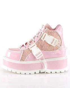 Pleasers Demonia Slacker Holo Pink Ankle Boots -ravewonder shop SLACKER 50 BPHG BPMCG05