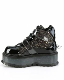 Pleasers Demonia Slacker Black Glitter Ankle Boots 15 Pleasers Demonia Slacker Black Glitter Ankle Boots -ravewonder shop SLACKER 50 BPT MCG05