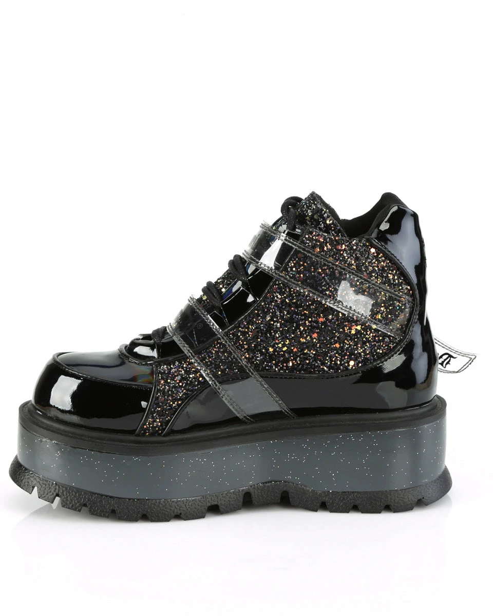 Pleasers Demonia Slacker Black Glitter Ankle Boots 8 Pleasers Demonia Slacker Black Glitter Ankle Boots - Image 6