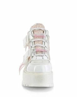 Pleasers Demonia Slacker White Holo Ankle Boots 12 Pleasers Demonia Slacker White Holo Ankle Boots -ravewonder shop SLACKER 50 WHG BPMCG01