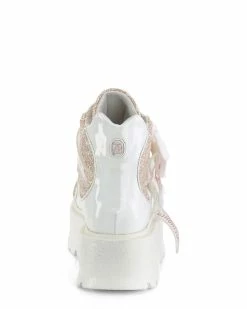 Pleasers Demonia Slacker White Holo Ankle Boots 14 Pleasers Demonia Slacker White Holo Ankle Boots -ravewonder shop SLACKER 50 WHG BPMCG09