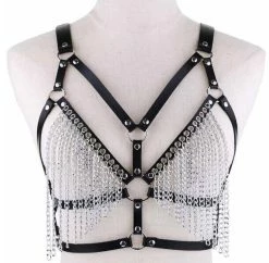 AE Eat Yr Heart Out Chain Fringe Harness -ravewonder shop Sexy Pu Leather Harness Belts women Tassel Chain Waist Belt Bondage Cage Leisure body chest Ladies.jpg 640x640 1