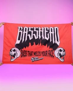 Jarmoo Basshead Bass That Melts Your Face Red 3x5 Ft Flag