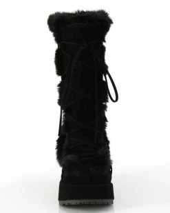 Pleasers Demonia Black Winter Solstice Faux Fur Boots -ravewonder shop blk1