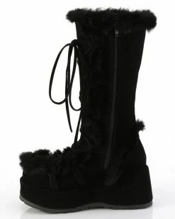 Pleasers Demonia Black Winter Solstice Faux Fur Boots -ravewonder shop blk4