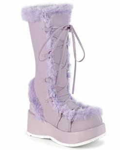 Pleasers Demonia Lavender Winter Solstice Faux Fur Boots