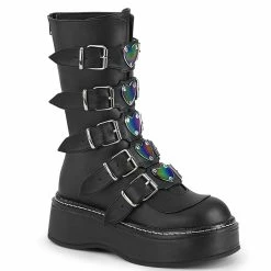 Pleasers Demonia Emily Vegan Leather Heart-Buckle Boot -ravewonder shop emily 330 bvl