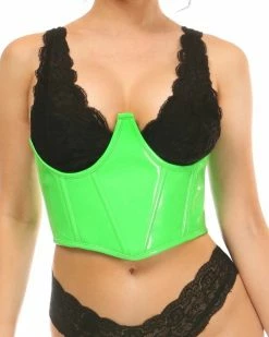 Daisy's Corsets Acid Green Patent Waist Cincher -ravewonder shop ezgif 2 fbad3c2eb3