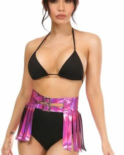 Daisy's Corsets Fuchsia Feelz Fringe Skirt -ravewonder shop fuchsia hologram fringe mini skirt in stock 8