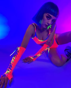 J. Valentine Over The Rainbow Lace Up Mesh Gloves