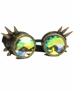 AE Spiky Kaleidoscope Steampunk Goggles 39 AE Spiky Kaleidoscope Steampunk Goggles -ravewonder shop gold